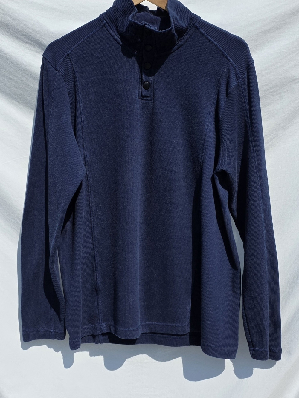 Alfani Size L Men's Navy Button-Neck Pullover Sweater